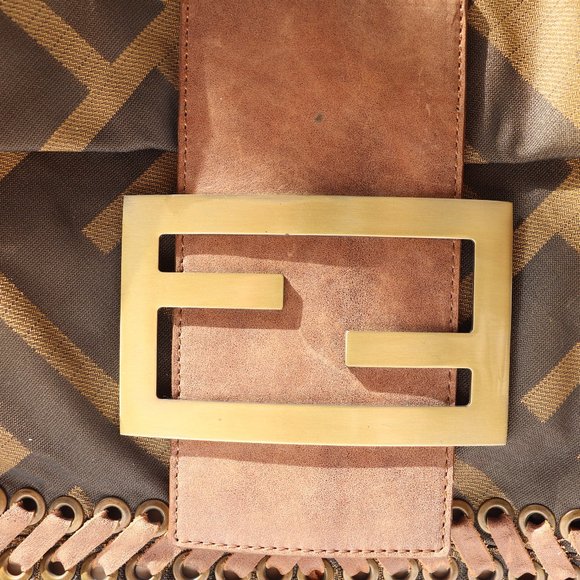 SOLD Fendi Tobacco Zucca Large Baguette Laced Bag - Picture 4 of 16